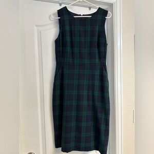 Navy and green plaid JCrew dress, size 6.